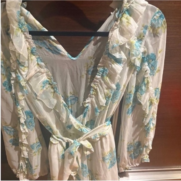 Zimmermann Floral Print Jumpsuit in Cream and Blue - Picture 3 of 5